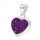 EZÜST SZÍV - 925 EZÜST KRISTÁLY MEDÁL AMETHYST