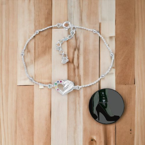 EGYSZARVÚ SZÍNES KÖVES EZÜST BOKALÁNC