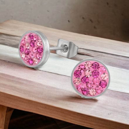 8 MM KÖR FUCHSIA KRISTÁLLYAL - ACÉL STIFT FÜLBEVALÓ