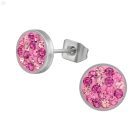 8 MM KÖR FUCHSIA KRISTÁLLYAL - ACÉL STIFT FÜLBEVALÓ