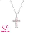 KERESZT ALAKÚ PINK CIRKÓNIA KÖVES EZÜST PRÉMIUM NYAKLÁNC