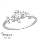 SZŐLŐ LEVÉL EZÜST GYŰRŰ CIRKÓNIA KÖVEKKEL