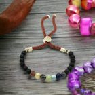 18K Aranyozott Drágakő Karkötő - Lávakő Chakra