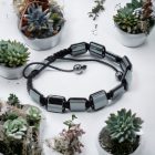 Mágneses Hematit Shamballa Karkötő - Dupla Négyzetek