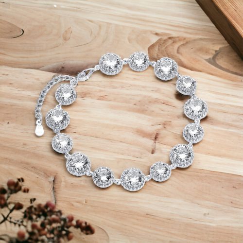   Ezüst (925) Női divatos karkötő gyönyörű fehér cirkónia
